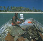 Islander man, returning from turtle harvesting.