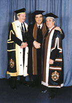 Photo of Giancarlo Valori with Chancellor Molson and Rector Lowy