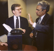 David R. zfranklin (right) with Director of Libraries William Curran