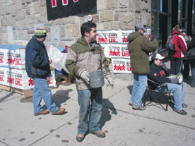 Tekes out front of the Hall building