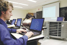 Student using a wireless computer