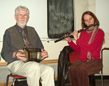 Gearóid Ó hAllmhuráin and flautist Jocelyn Haas on March 30.