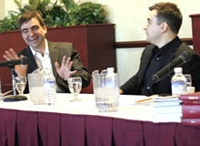 Panelists Nino Ricci and Carmine Starnino