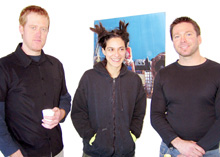 Painter Marc Séguin (left), Aneessa Hassmi, program director at artist-run centre La Centrale, and Scott Yoell, head of the ARTX program in the Studio Arts Department, provided students with insights into how to succeed in an art career. 