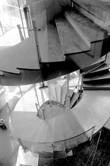Striking spiral staircase in the Engineering and Computer Science building recalls a Montreal feature. 