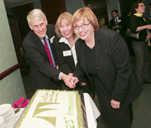 Seen at the reception are Dean Jerry Tomberlin, Marlene Davies-Lajoie, Program Secretary, Diploma in Chartered Accountancy, who organized the reception, and Wendy Roscoe, Director, Diploma in Chartered Accountancy, who was once a student in the program.