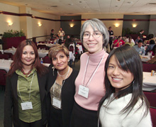 Seen at the Women in Engineering session are ECA student president Shahnaj A. Shimmy, speaker Gina Cody, Professor Sabine Bergler, and conference co-chair Rosalynn Nguyen.