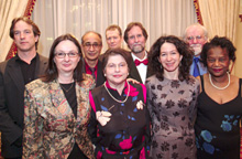 At the back are David Mumby, acting principal; Ramesh Sharma, Fellow (Physics), Vesselin Petkov, LTA in Philosophy, Michael von Grünau, principal (on sabbatical), John McKay, fellow (Computer Science/Mathematics). In the front row, Diane Poulin-Dubois, fellow (Psychology), Acting Dean June Chaikelson, Natalie Phillips, fellow (Psychology), and Lillian Jackson, assistant to the principal, who organized the event.