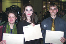  Some of the members of the incoming 48th Garnet Key are seen celebrating at their banquet. At the bottom of the photo, centre, is Paul Bajsarowicz. In the first row, left to right, are Saba Owji, Lisa Peress, Catherine Gagné and Tafadzwa Sibindi. In the second row are Nathalie Bouganim, Justin Deguire and Allison Araneta. The three at the top are Richard Fausto, Andrea Mamers and Justine Laurier.